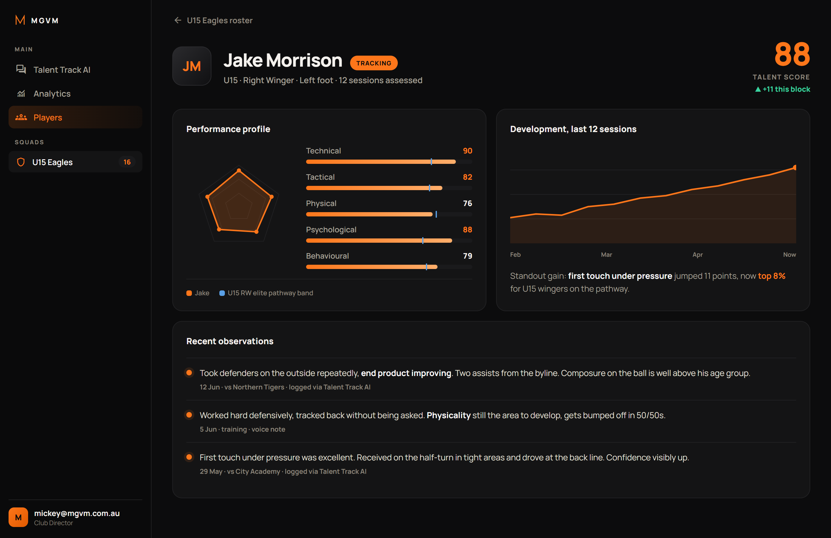 Individual player report